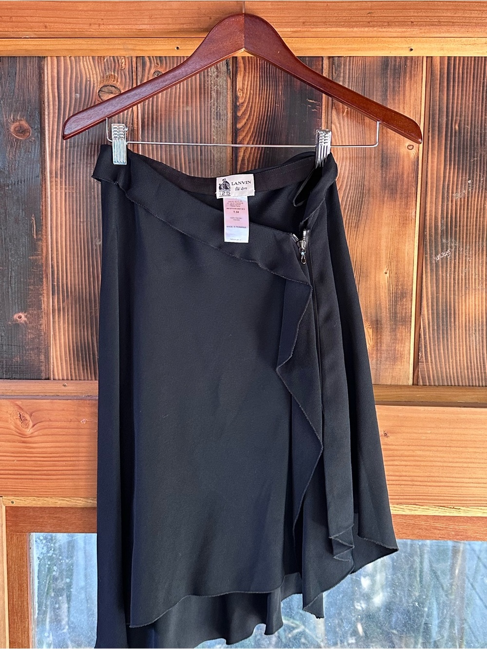 Lanvin Black Asymmetric Ruffle-Detail Skirt